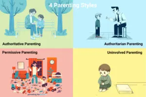The 4 types of parenting styles are authoritative, authoritarian, permissive, and uninvolved parenting