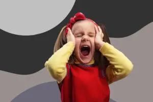 5 year old girl screams and covers ears