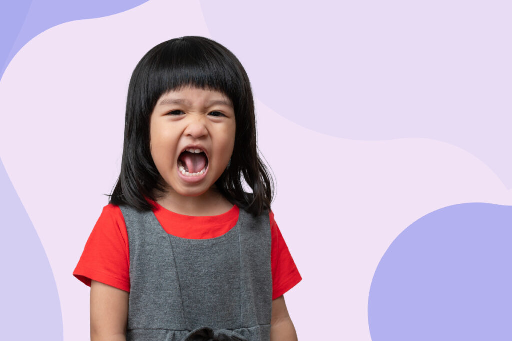 A small angry girl shouting.
