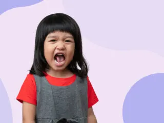 A small angry girl shouting.