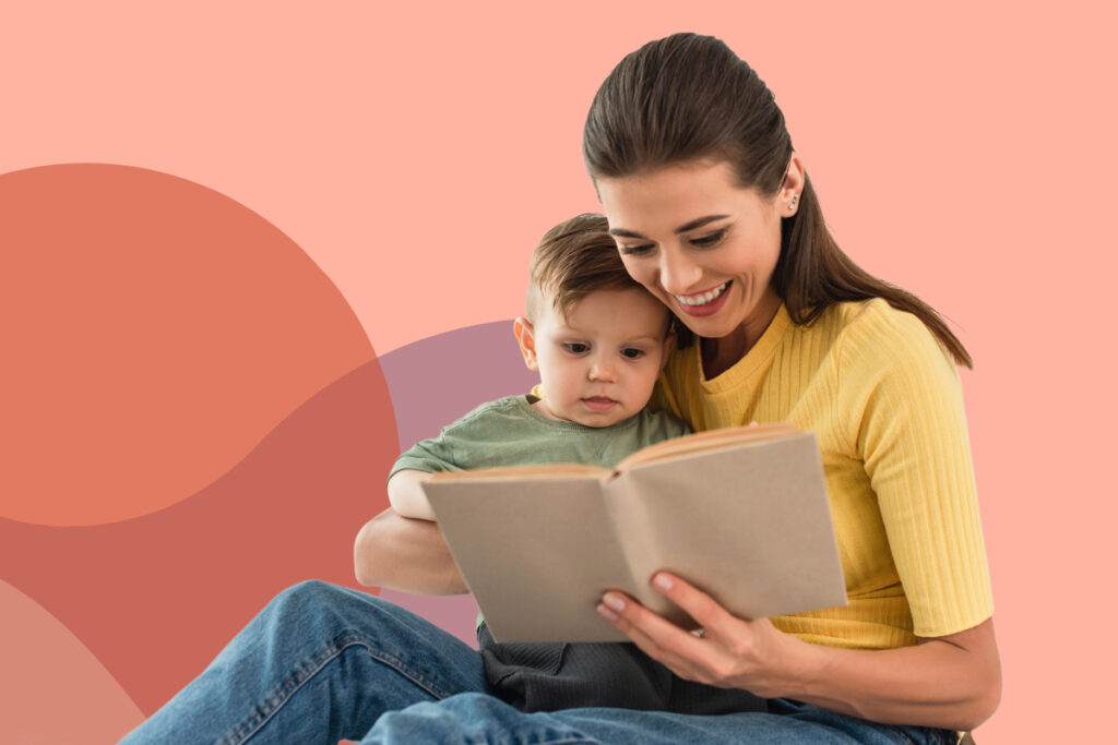 mother reads book to boy helps cognitively develop