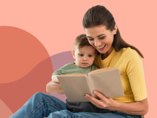 mother reads book to boy helps cognitively develop