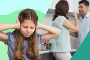 girl covers ears, parents fighting, examples dysfunctional family