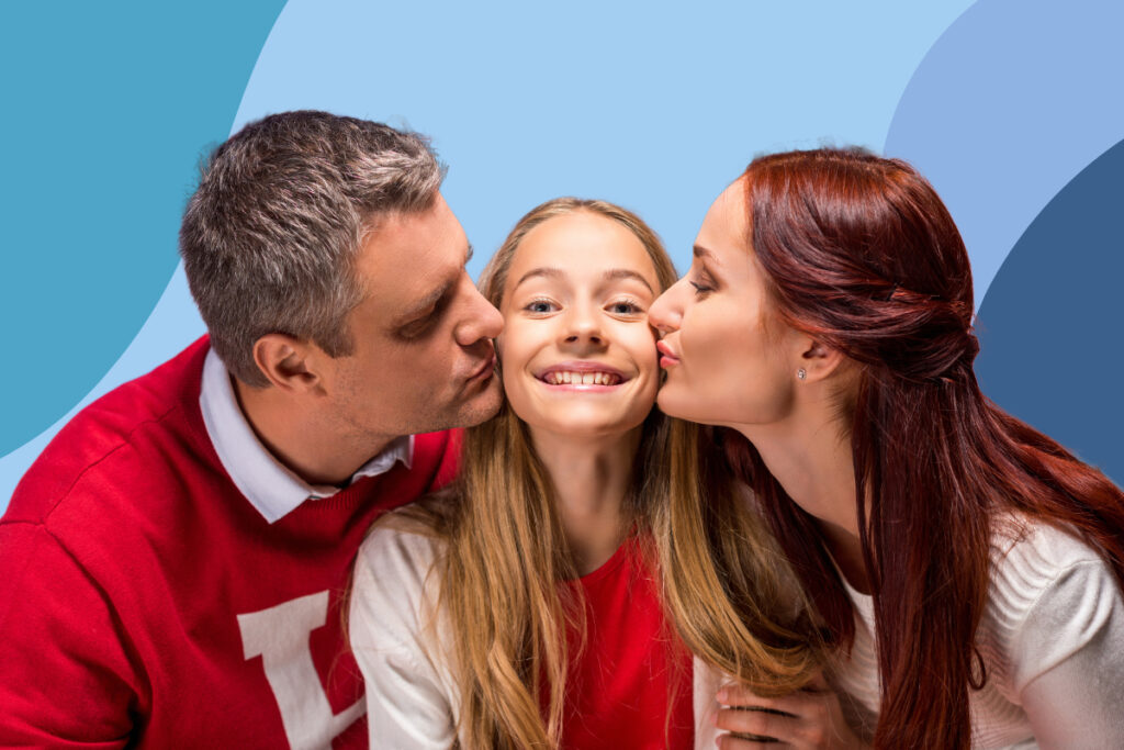 parents kiss daughter good parens despite dysfunction upbrining