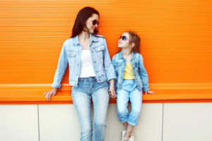 child mimic parent wearing sunglasses showing parenting skills