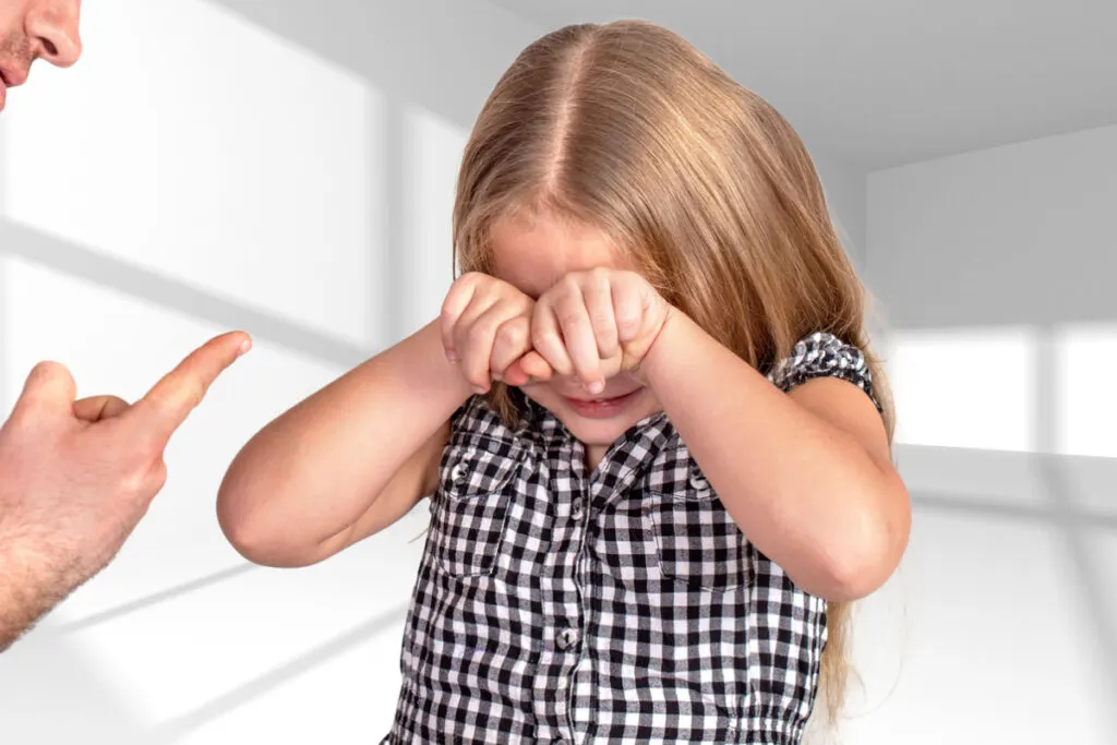 girl cries while dad points finger at her is a positive punishment example in operant conditioning